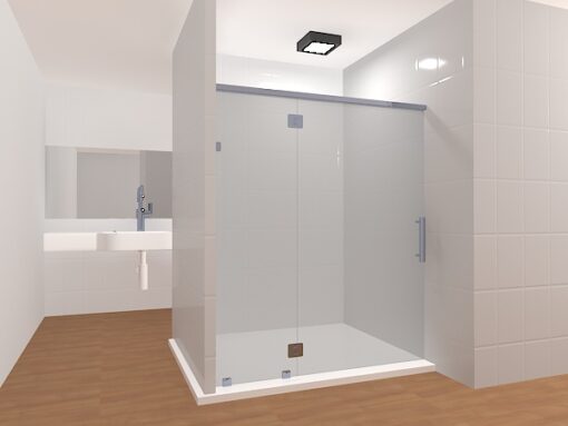 Inline Frameless Glass Shower Layout 10