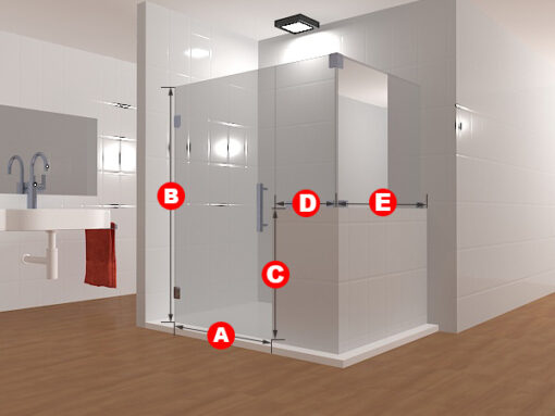 90 Degree Frameless Glass Shower Layout 5 - Image 2