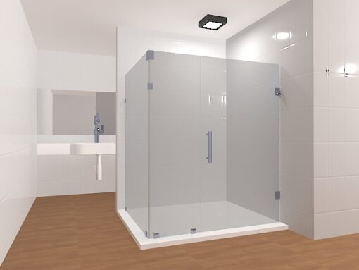 90 Degree Frameless Glass Shower Layout 1