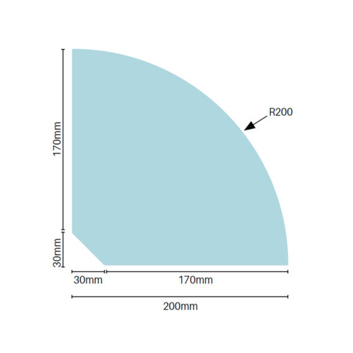 200mm Glass Shower Shelf With Radius