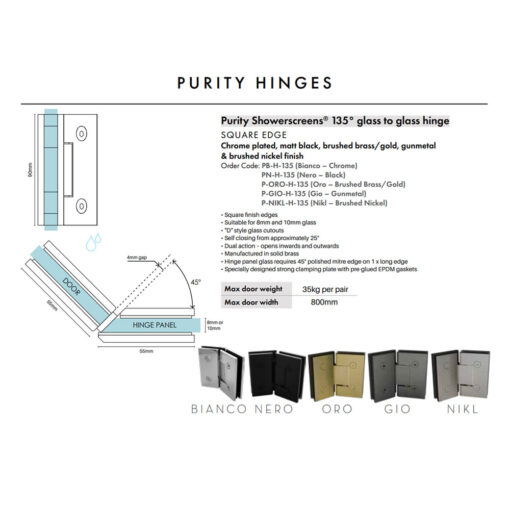 135 Degree Glass To Glass Hinge - Image 2