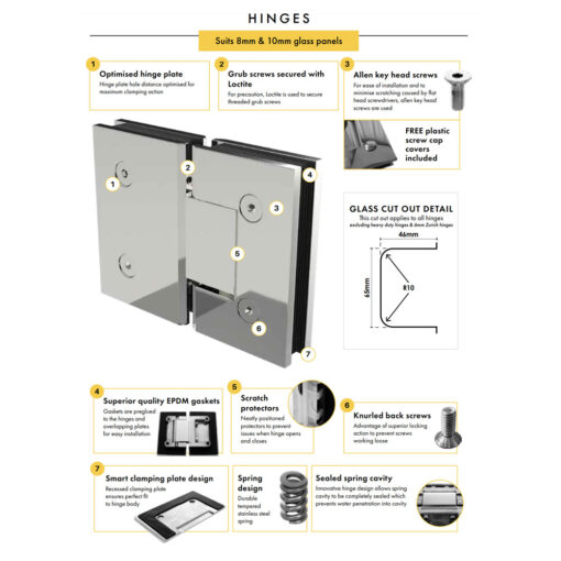 180 Degree Glass To Glass Hinge - Image 3