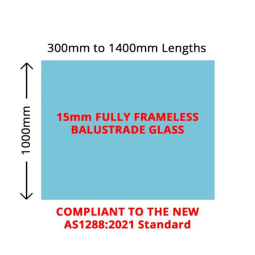 15mm Clear Toughened Frameless Glass Balustrade 1000mm(H)