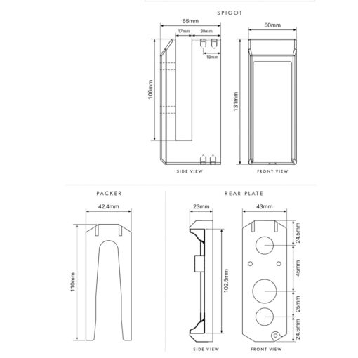 Madrid Tilt Square Adjustable Facemount Spigot - Image 2