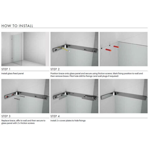 L Brace For Fixed Glass Panels - Right - Image 3